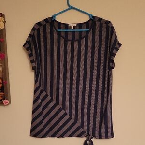 Navy Striped Women's Short Sleeve Top